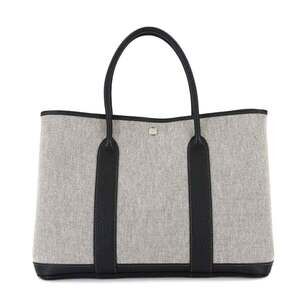 Hermes Garden 36 PM Tote Handbag, Toile H Negonda, Black/Gray, □Q stamp, Party